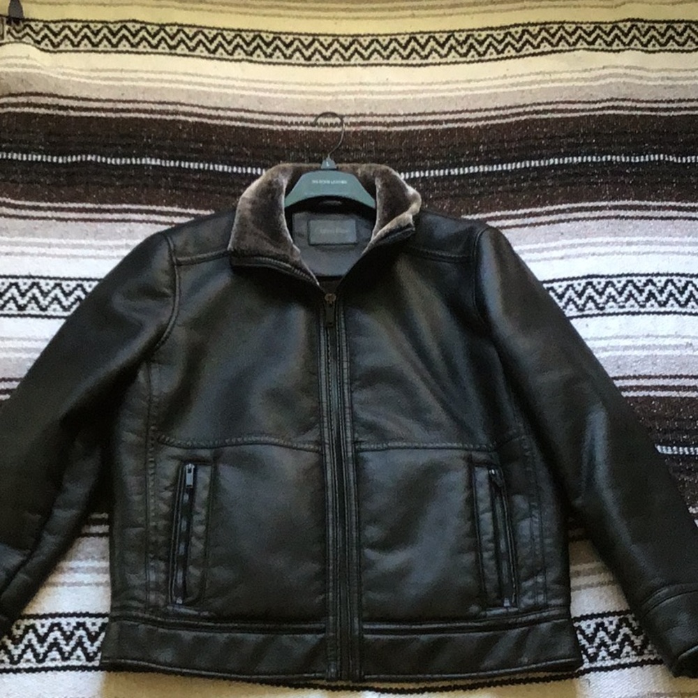 Calvin Klein Leather Bomber Jacket